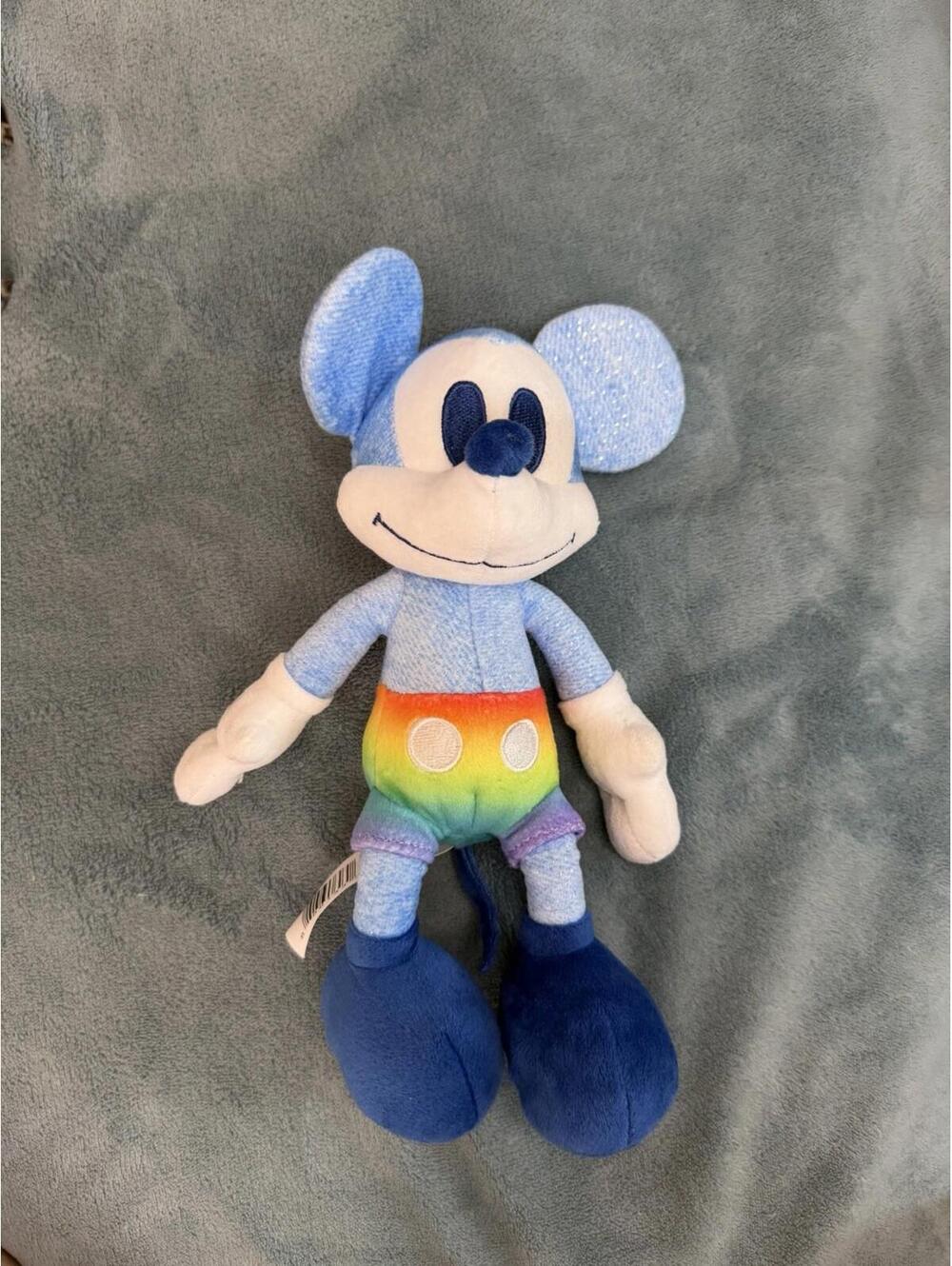 Disney Mickey Mouse Rainbow Plush Toy BlueRainbow Shorts10in Soft Stuffed Animal